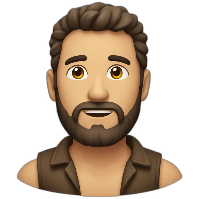hombre con barba canosa y pelo castaño emoji