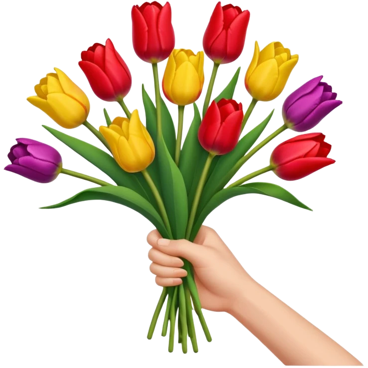 Hand holding tulips emoji