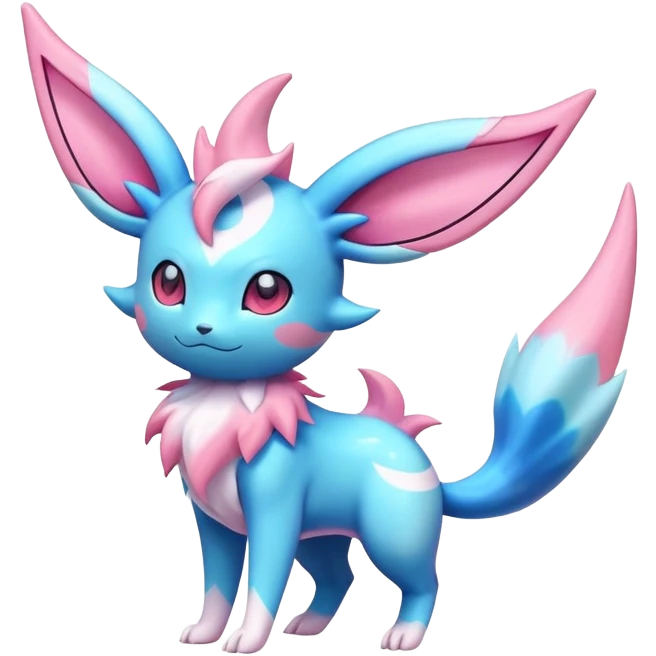 lush pastel-bright-vibrant warm-colored modern colorful neon-colored Fakémon-Digimon-Sylveon-Vaporeon-Pokémon-creature (full body) emoji