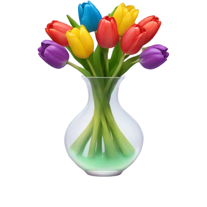 colorful tulips in a clear vase emoji