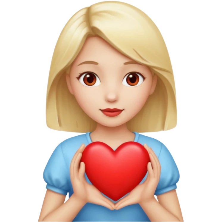 prayer girl blond hair red heart in her hands, emoji