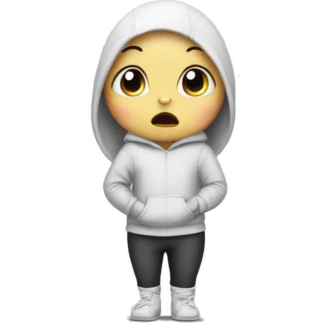 an anxious baby rabbit in leggings pants emoji