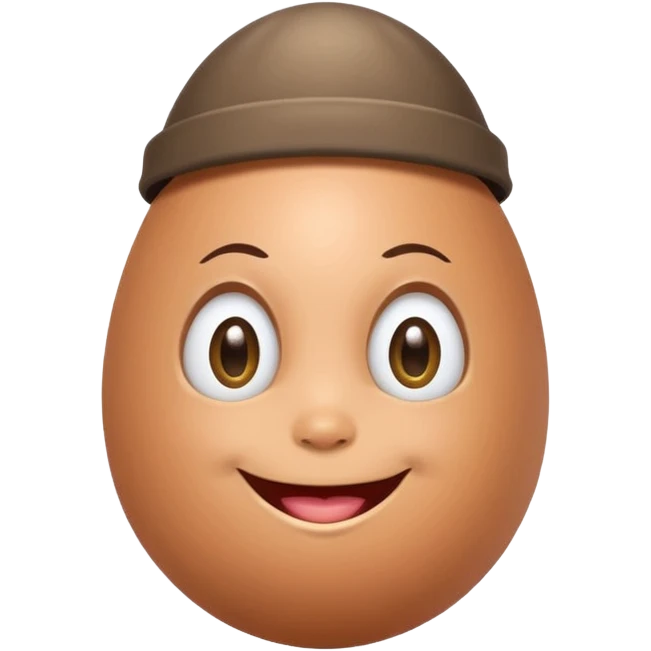 a funny, proud cartoon-style egg character with small cap , solid orange background. emoji