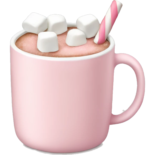 Light Pink mug of hot chocolate with marshmallows  emoji