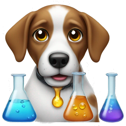 dog doing chemistry emoji