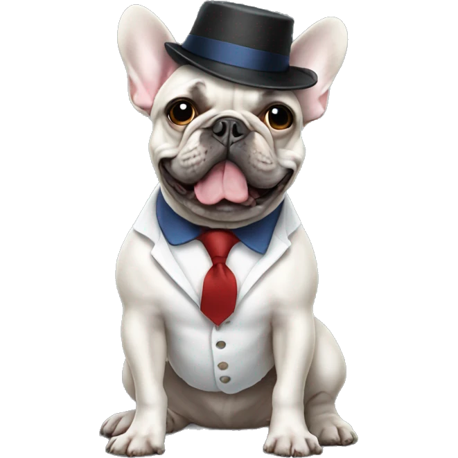 French Bulldog dressed like a french man  emoji