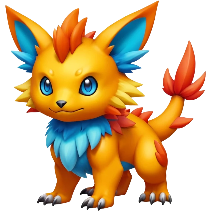 Colorful Vibrant Unique Pokémon-Digimon-Fakémon-hybrid-creature (full body) emoji