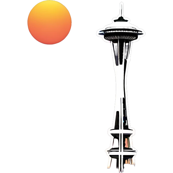 Seattle space needle with sunset emoji