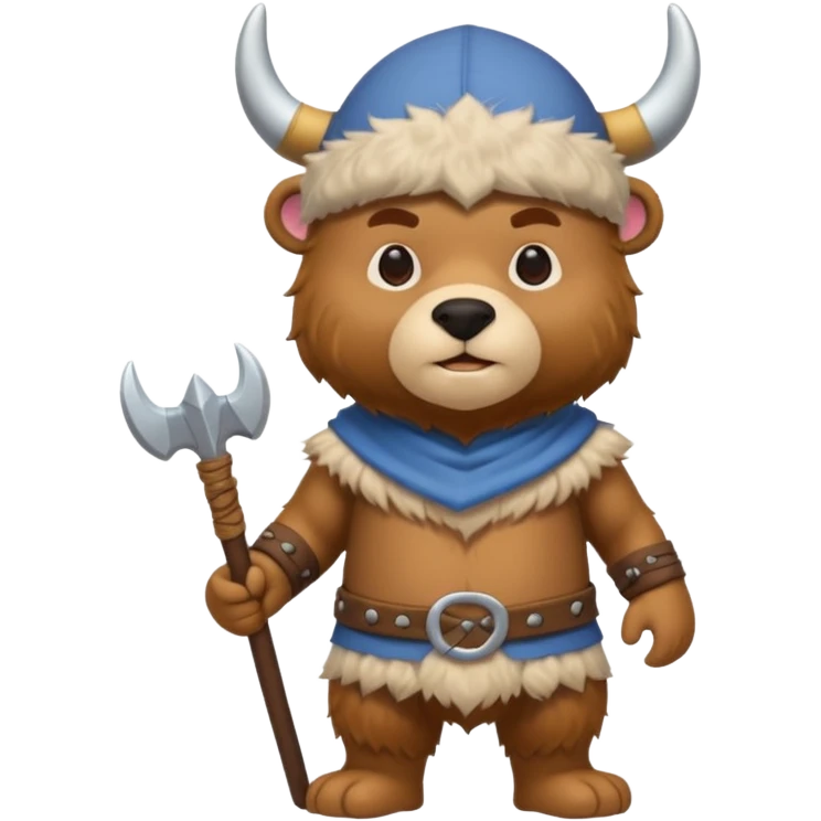 a cartoon Viking fully body bear with horned cap emoji