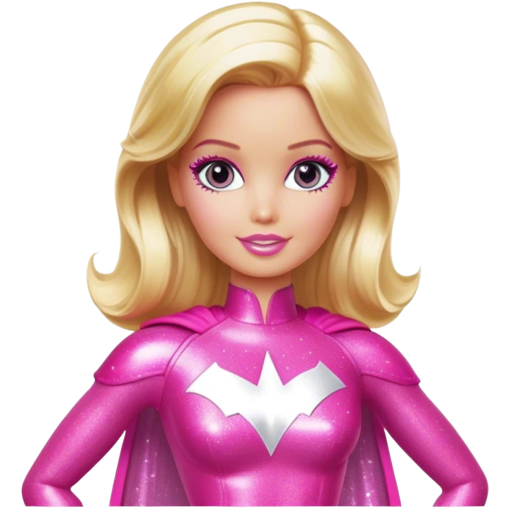 Blonde superhero Barbie with pink sparkly outfit  emoji