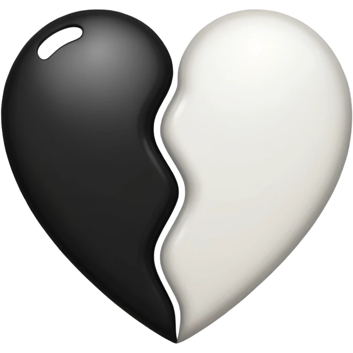 قلب مقسوم نص ابيض ونص اسود emoji