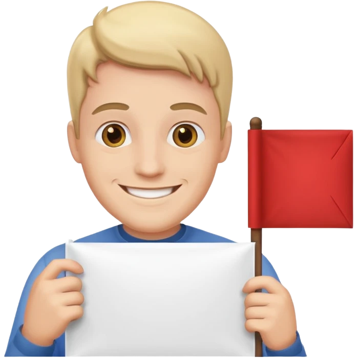 man holding banner emoji