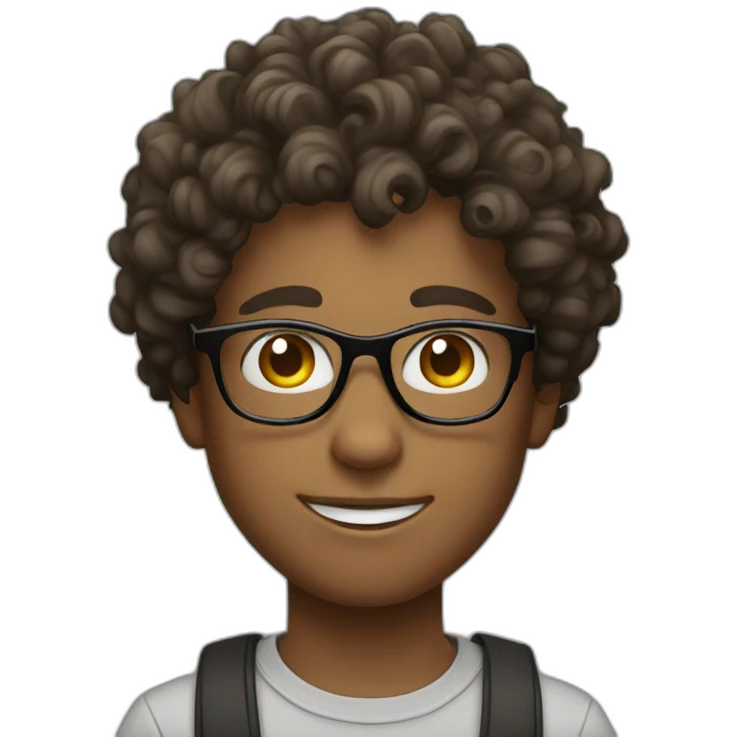 curly hair young guy with glasses emoji