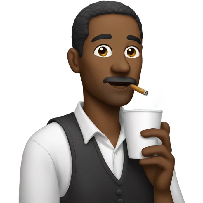 Man sipping out of cup with a smoke in the other hand  emoji