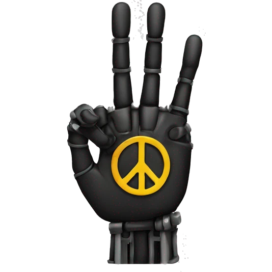 black robotic peace sign hand emoji