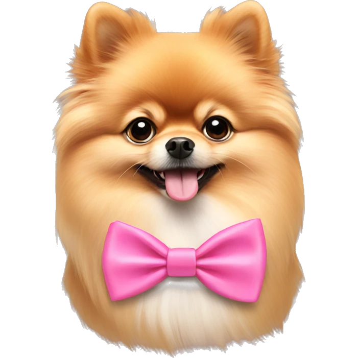 Pomeranian with a pink bow tie  emoji
