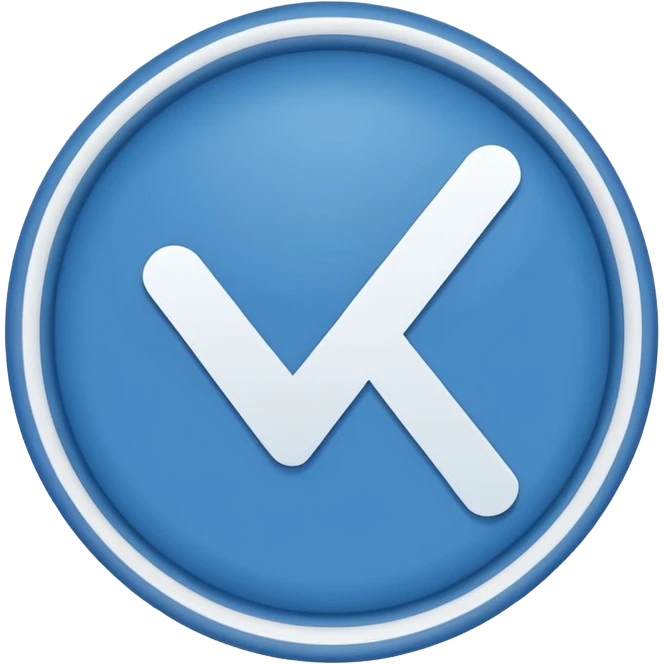 A white right tick symbol on blue circle emoji