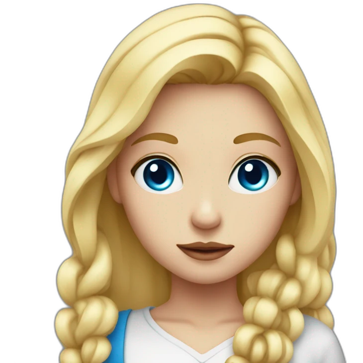Girl with blond hair and blue eye. With vial of blood emoji