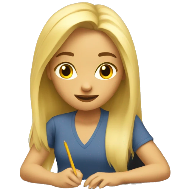 Blonde girl doing homework emoji