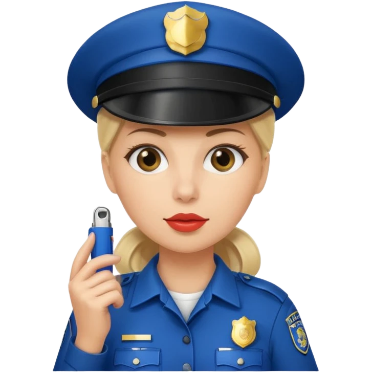 Female police with cap + whistle emoji