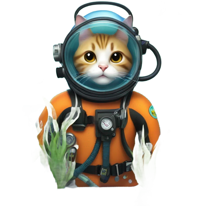 Cat scuba diving  emoji