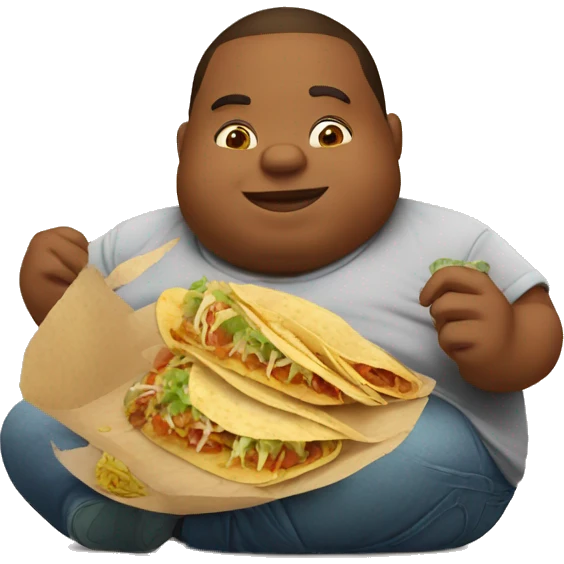 À fat boy eating a French tacos emoji