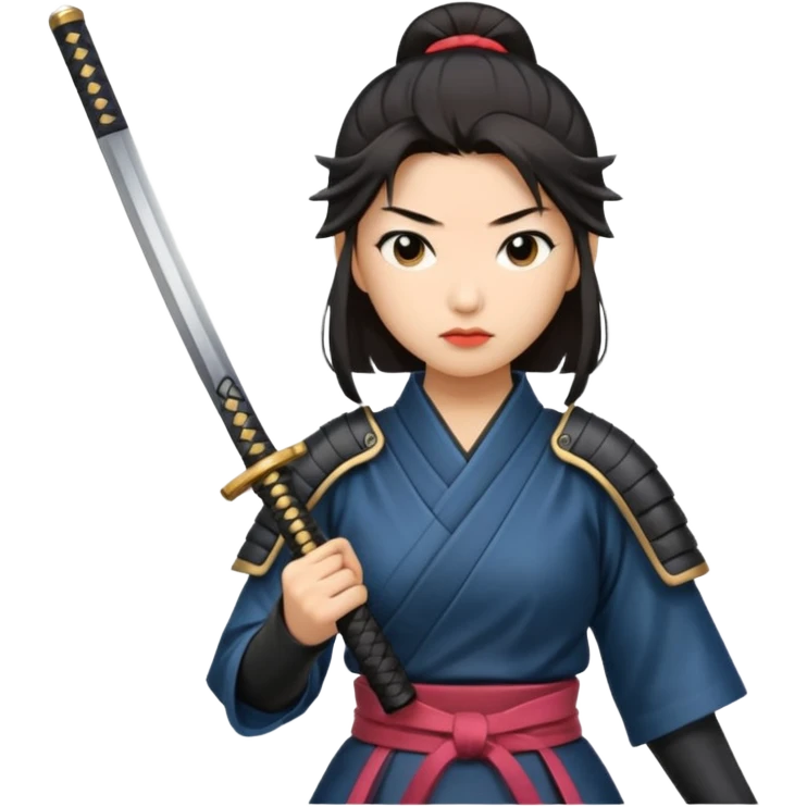 lady samurai holding with katana emoji