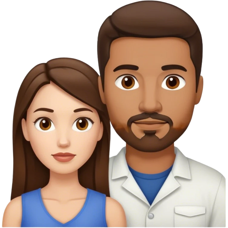 Intimate sfw between white brunette and brown Latino with goatee lover emoji