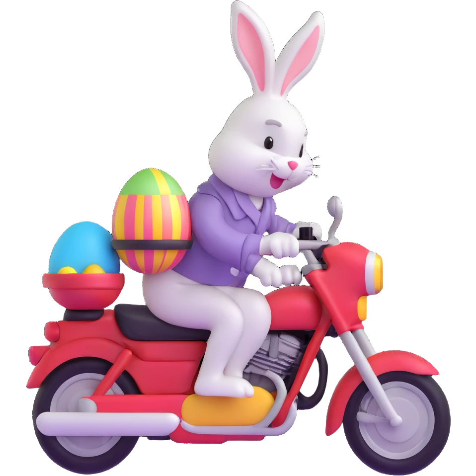 Easter bunny riding a motorcycle emoji