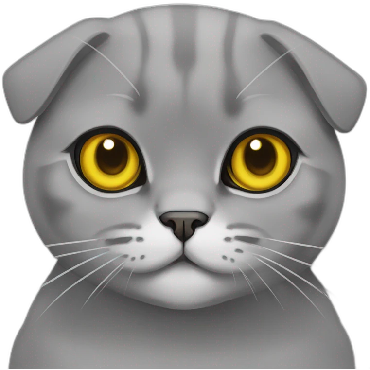 The Scottish Fold Cat gray in color with yellow eyes emoji