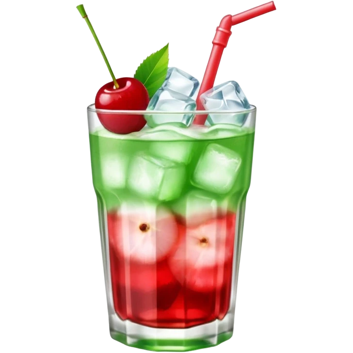 Japanese cream soda on a glass with ice cherry on top emoji
