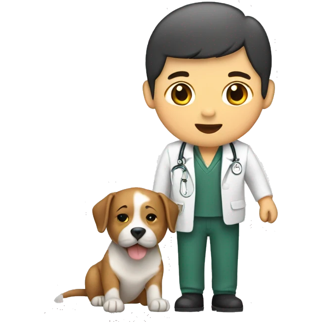 a asian vet with cat and dog emoji