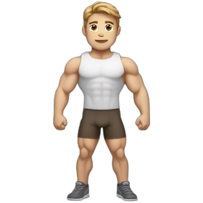 Bodybuilder, whole body, white skin, light brown hair emoji