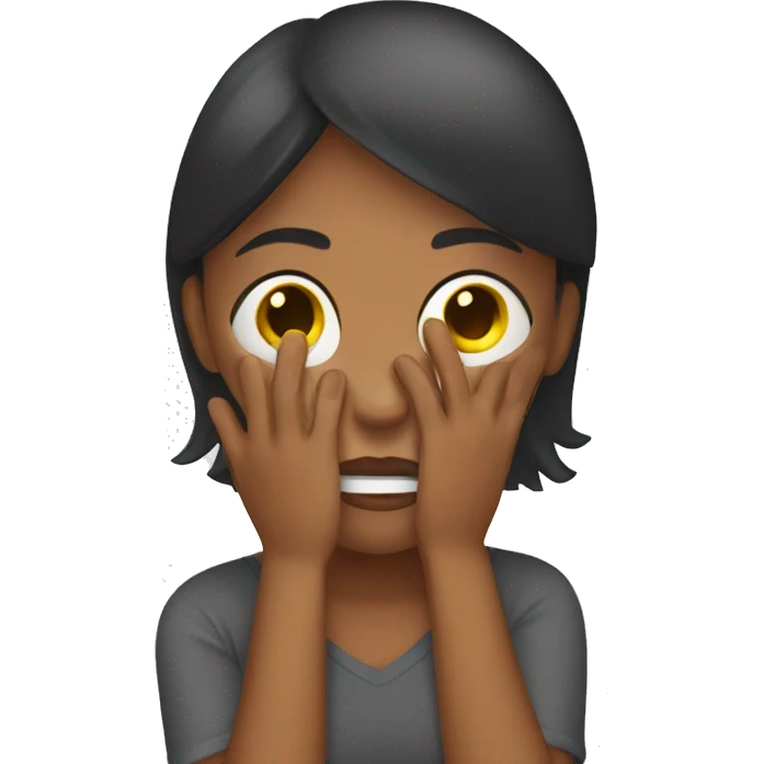 Girl covering face cringe emoji