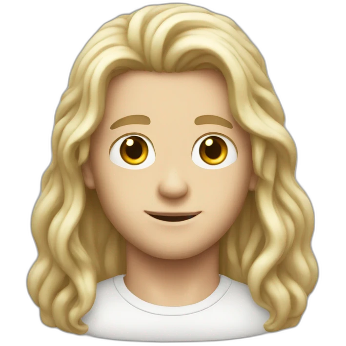 a nice white boy with long hair and eyes  emoji