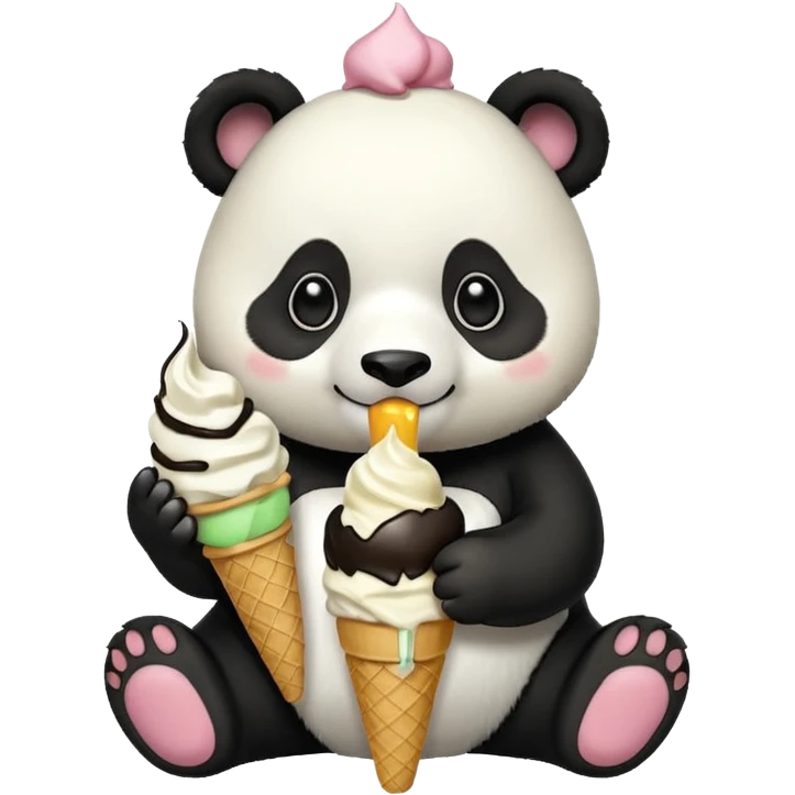 Panda eating ice cream emoji