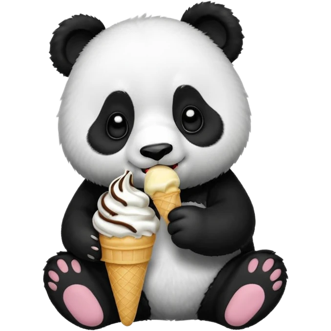 Panda eating ice cream emoji
