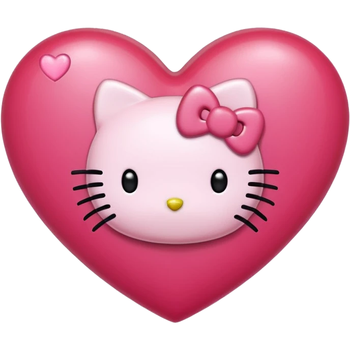 A big heart plus a small heart the big one with a little hello kitty style song emoji