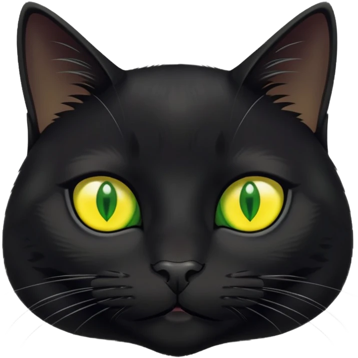 Black Cat with green and yellow pupils  emoji