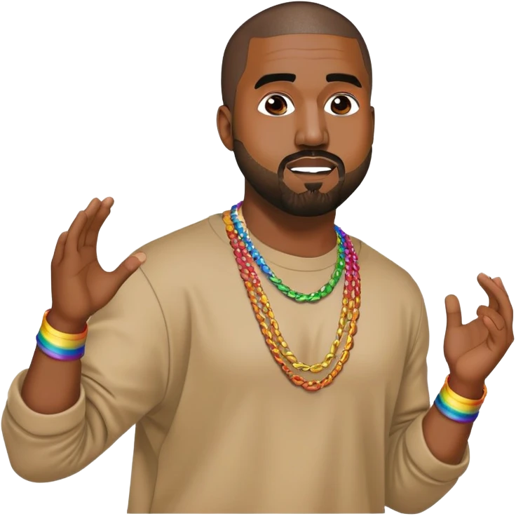 Kanye dancing with rainbow necklace emoji