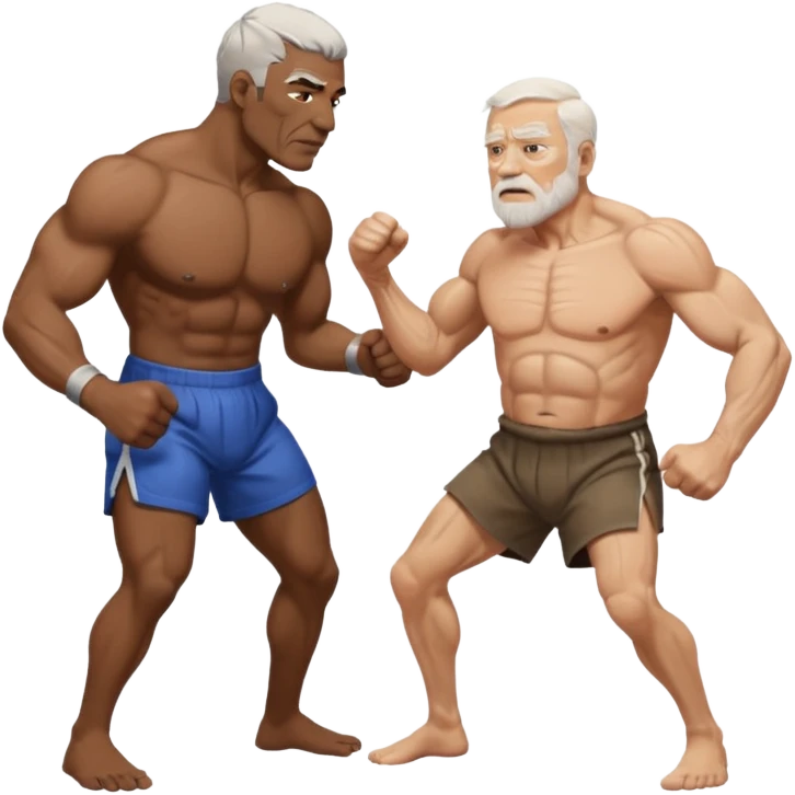 black guy and white old guy fighting emoji