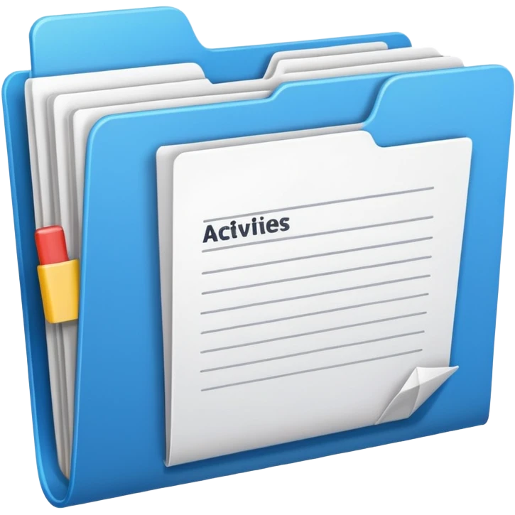 folder that says activites follwed by stack of forms  emoji