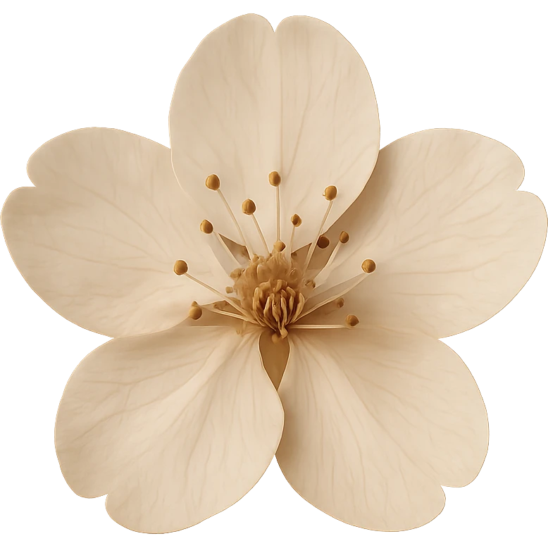 show  one beige cherry blossom without a stem , remove background emoji