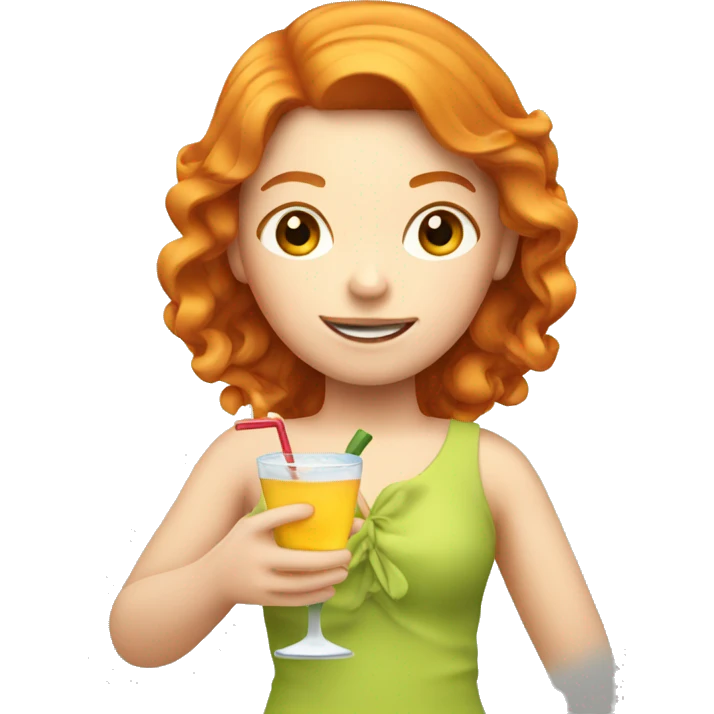 ginger girl on a cruise holding a drink emoji