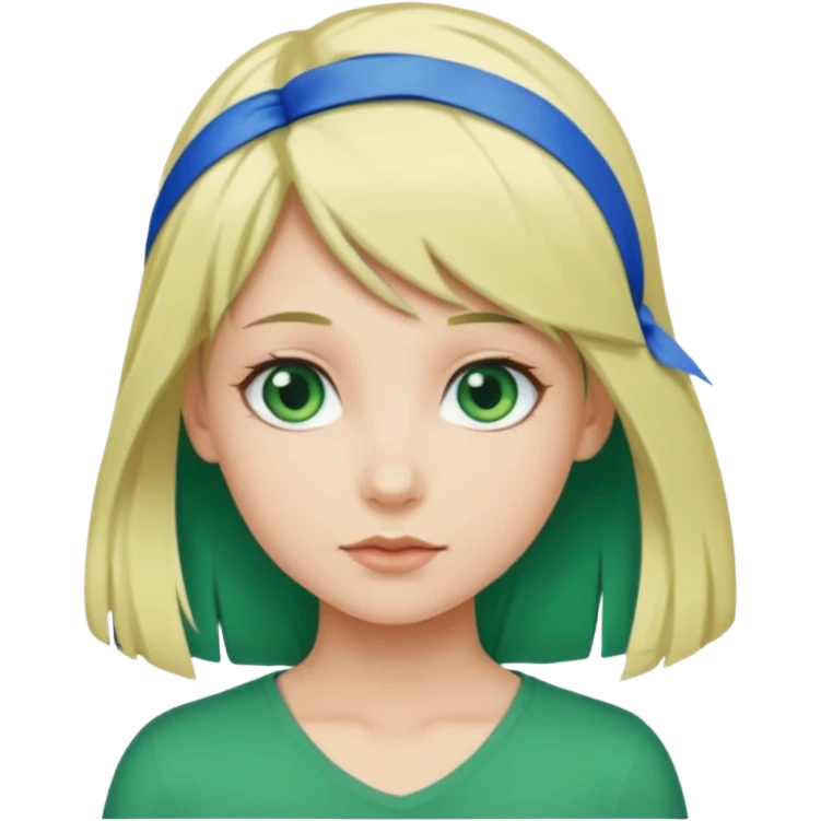 blonde girl with green color hair ribbon emoji