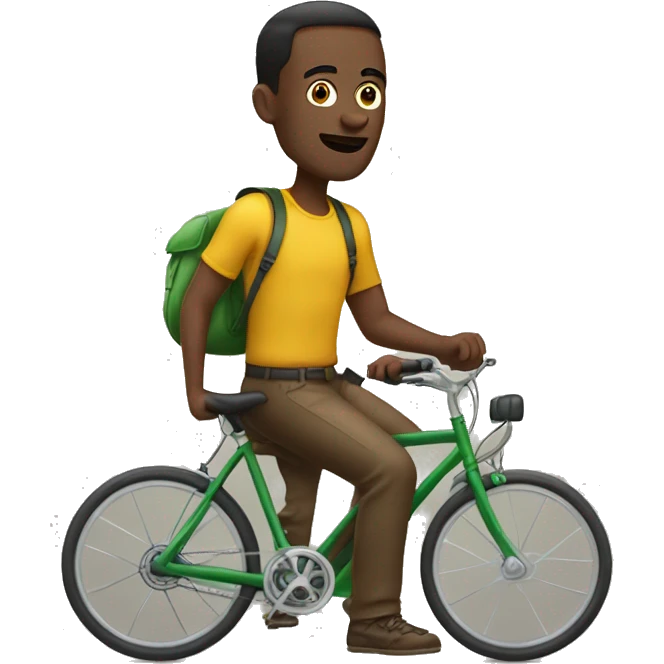 homme nir en afrique sur un velo emoji