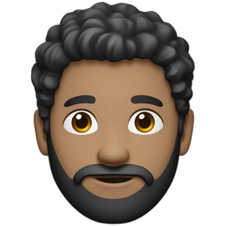 Man, white skin, brown iris, short black hair, ((very long curly beard)), oblique view. Purple shirt emoji
