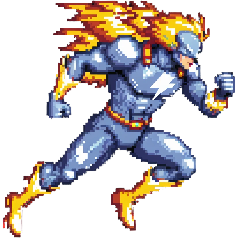 Reverse Flash speedster villain running with lightning emoji