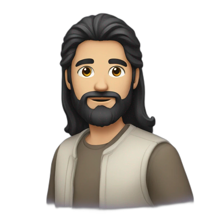 a man with beard and long black hair emoji