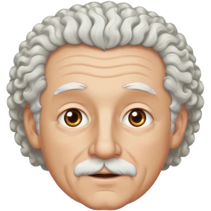 Old white man with curly white hair, hazel eyes, without a mustache emoji
